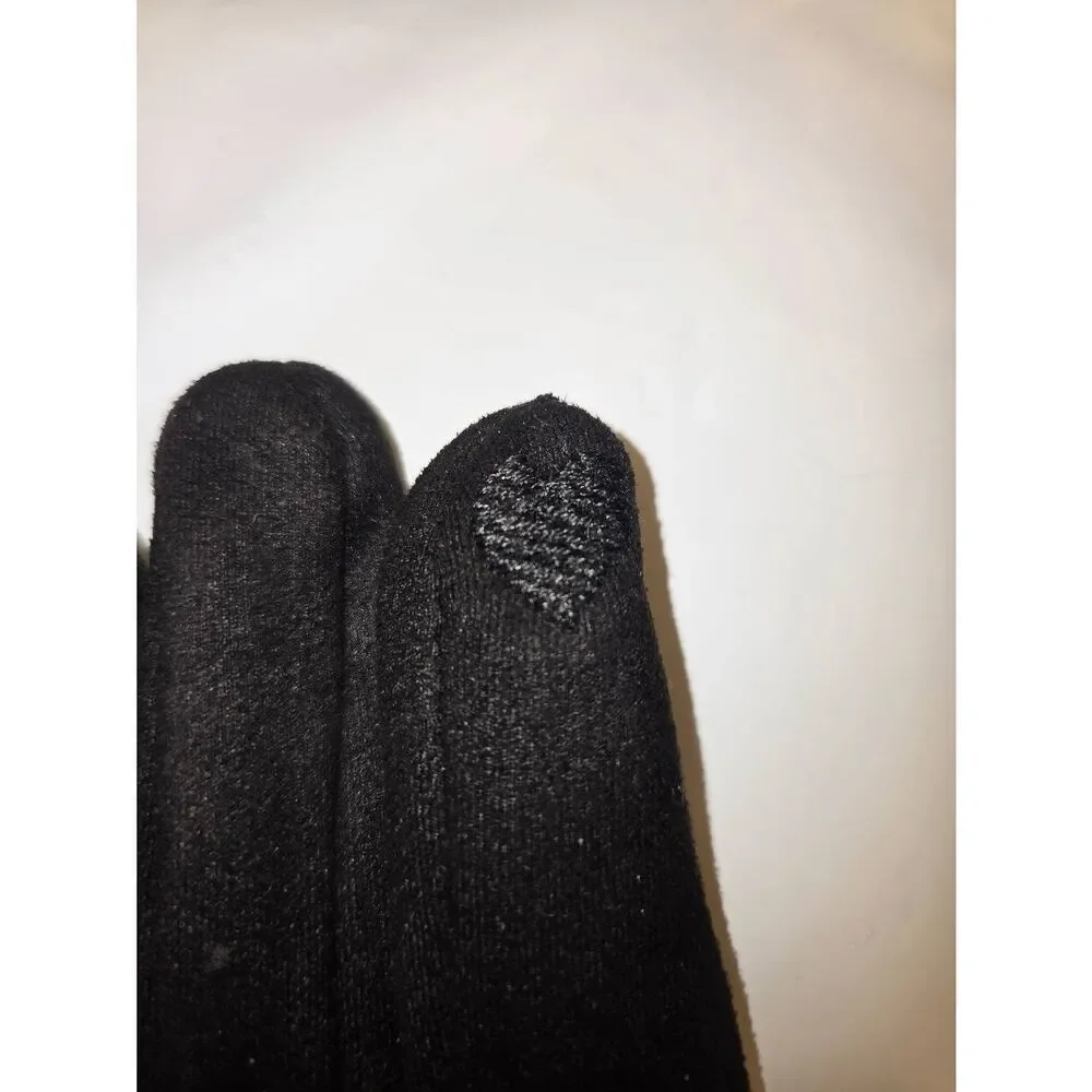 Antonio Women's Size Medium Black Faux Suede Rhinestone Embellished Gloves